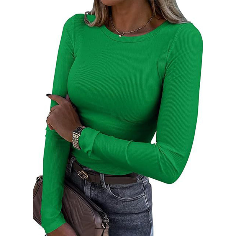 🔥Beliebtes Produkt ！✨Klassisches geripptes Strickoberteil mit Rundhalsausschnitt für Damen