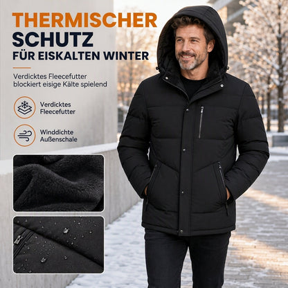 👍👍Der niedrigste Preis, aber die beste Qualität!✨ Holen Sie sich jetzt! Herren-Wintermantel mit Fleecefutter und abnehmbarer Kapuze