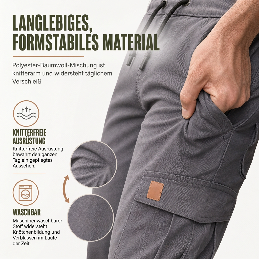 🙌 100% Wiederkaufquote – Qualität überzeugt! Cargo-Jogginghose für Herren, unifarben, im lässigen Stil