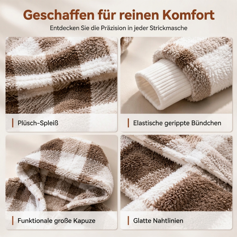 📢🎉50%Rabatt!!!🛍️✨Weites kapuzen-Cardigan für Damen mit Karo-Farblock-Design