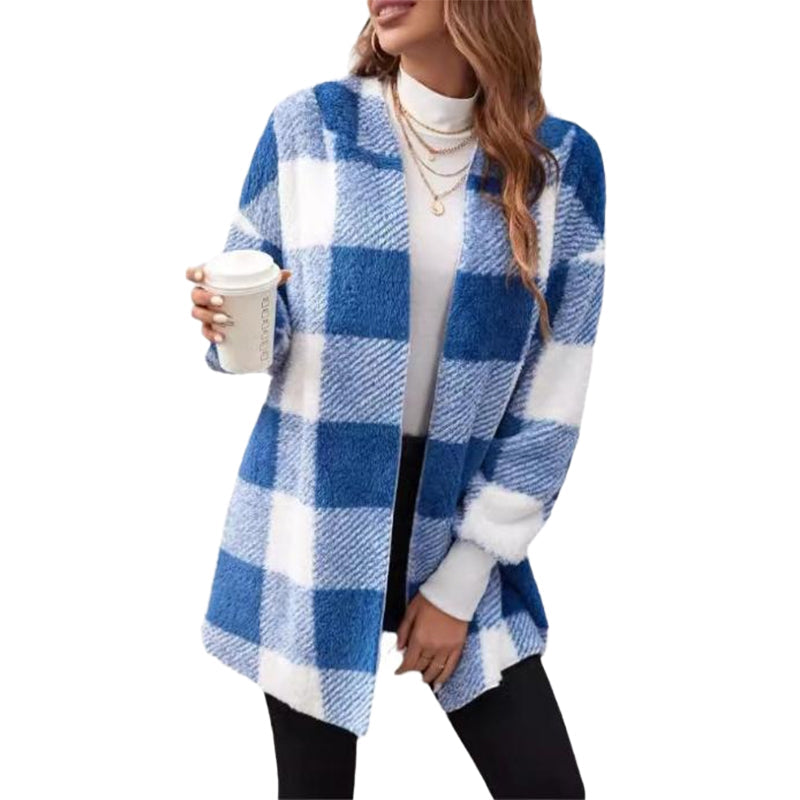 📢🎉50%Rabatt!!!🛍️✨Weites kapuzen-Cardigan für Damen mit Karo-Farblock-Design