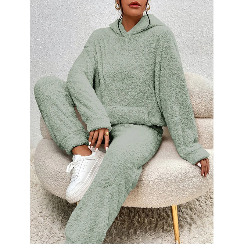 📢🎉50%Rabatt!!!🛍️✨Plüsch-Kapuzenpullover und Hose Lounge-Set für Damen