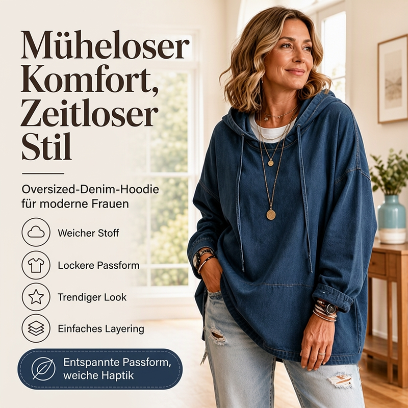 📢🎉50%Rabatt!!!🛍️✨Legeres Denim-Hoodie für Damen