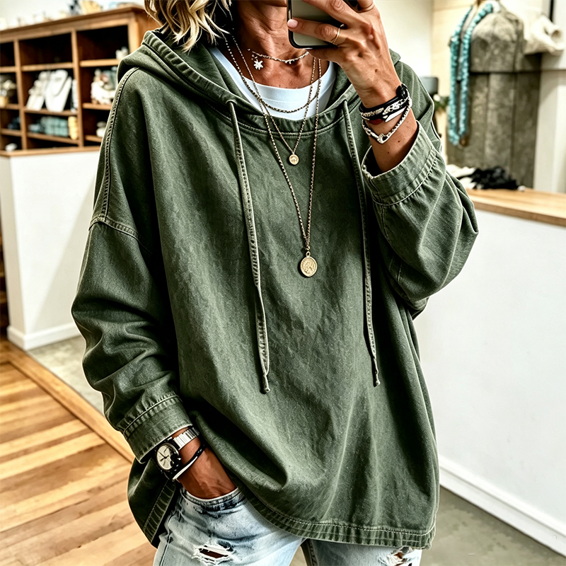 📢🎉50%Rabatt!!!🛍️✨Legeres Denim-Hoodie für Damen