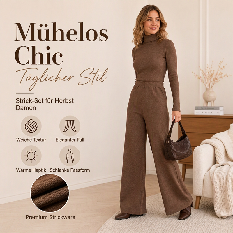 📢🎉50%Rabatt!!!🛍️✨Damen-Set aus Rollkragen-Strickoberteil und weit geschnittenen Hosen