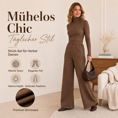 📢🎉50%Rabatt!!!🛍️✨Damen-Set aus Rollkragen-Strickoberteil und weit geschnittenen Hosen