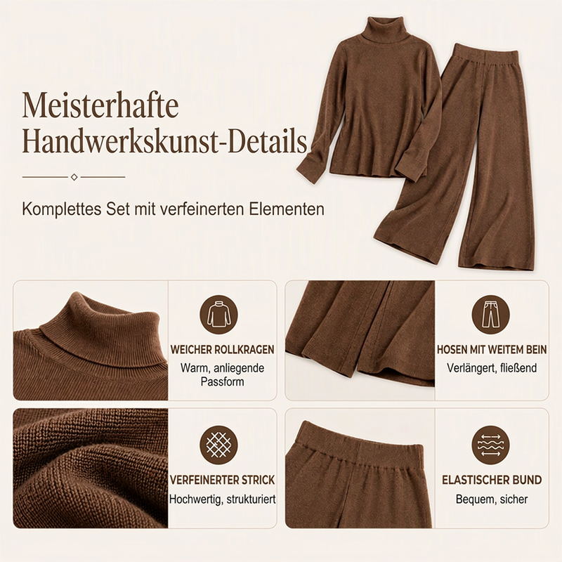 📢🎉50%Rabatt!!!🛍️✨Damen-Set aus Rollkragen-Strickoberteil und weit geschnittenen Hosen