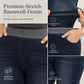 Damen-Jeans mit hoher Leibhöhe, Schlupfbund, Slim Fit, Dunkelwaschung und breitem elastischem Bund