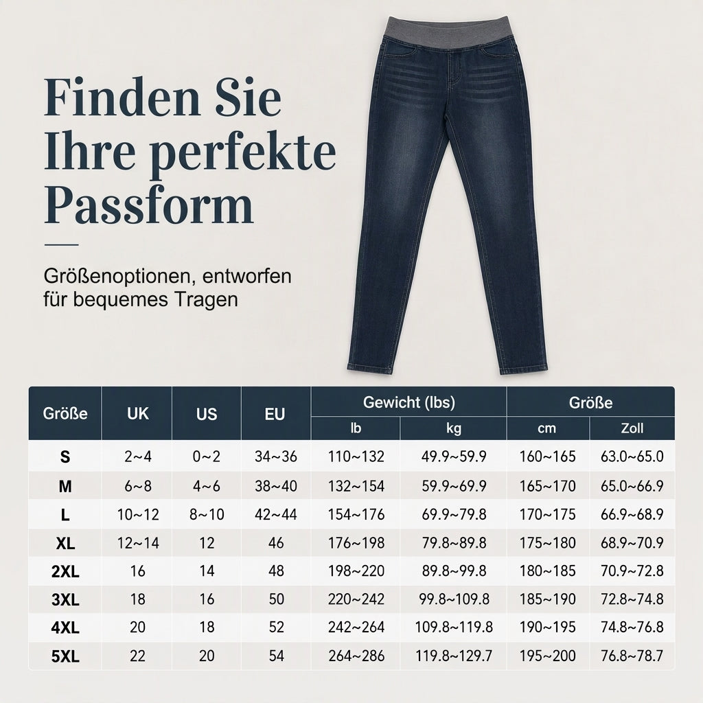 Damen-Jeans mit hoher Leibhöhe, Schlupfbund, Slim Fit, Dunkelwaschung und breitem elastischem Bund