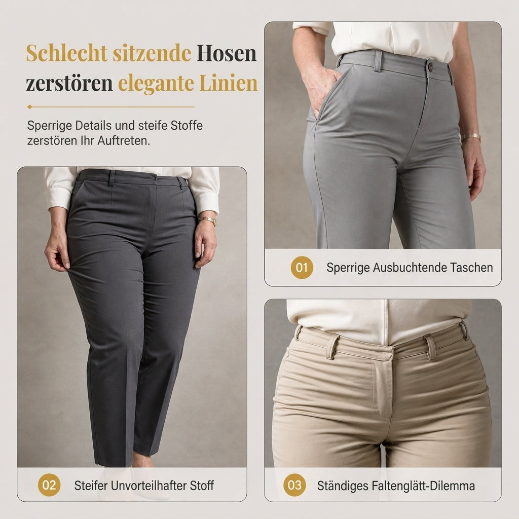 Elegante hoch taillierte Satin-Weithosen mit asymmetrischer Taille