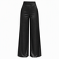 Elegante hoch taillierte Satin-Weithosen mit asymmetrischer Taille