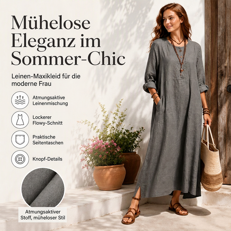 📢📢50%Rabatt!!!🎉✨Legeres Maxikleid für Damen mit Taschen