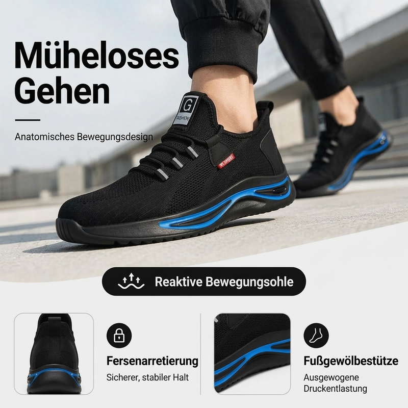 🔥Beliebtes Produkt ！✨Sicherheitsschuhe mit Stahlkappe für Herren, atmungsaktive Arbeitssneaker