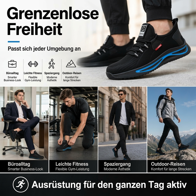 🔥Beliebtes Produkt ！✨Sicherheitsschuhe mit Stahlkappe für Herren, atmungsaktive Arbeitssneaker