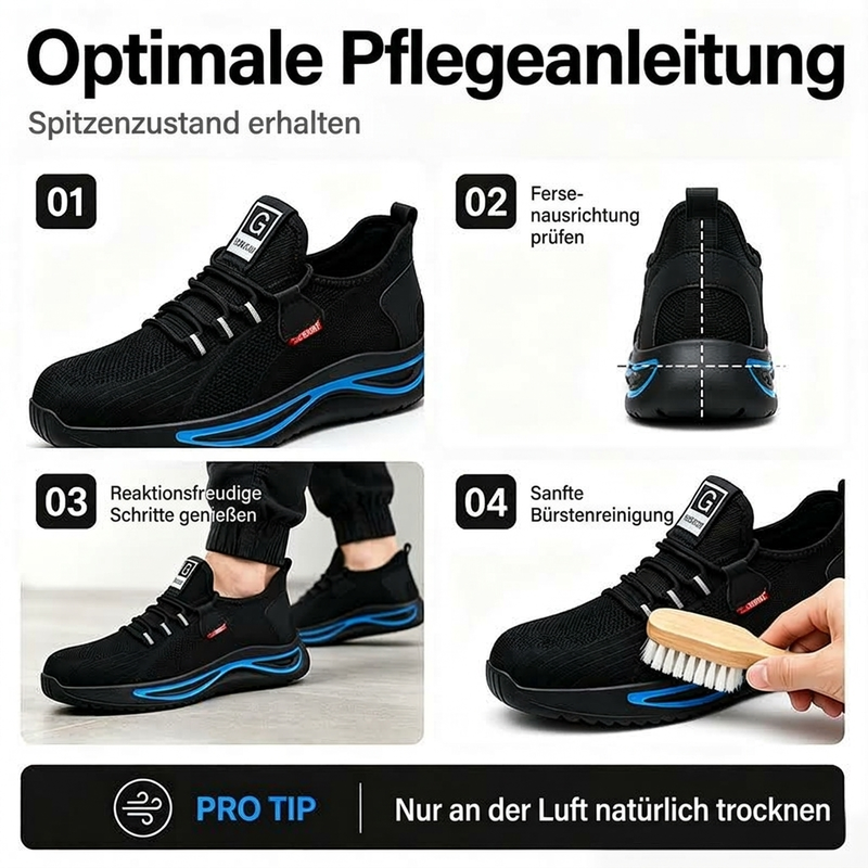 🔥Beliebtes Produkt ！✨Sicherheitsschuhe mit Stahlkappe für Herren, atmungsaktive Arbeitssneaker