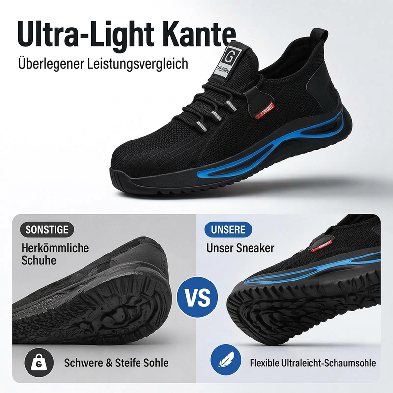 🔥Beliebtes Produkt ！✨Sicherheitsschuhe mit Stahlkappe für Herren, atmungsaktive Arbeitssneaker