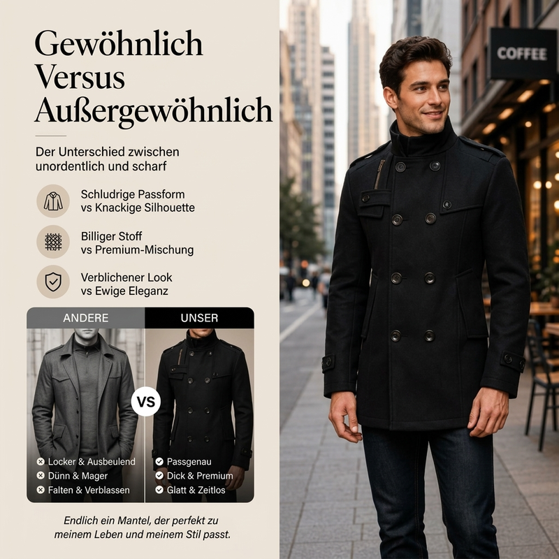 🙌 70% Wiederkaufquote – Qualität überzeugt! Zweireihiger Trenchcoat für Herren, Slim Fit