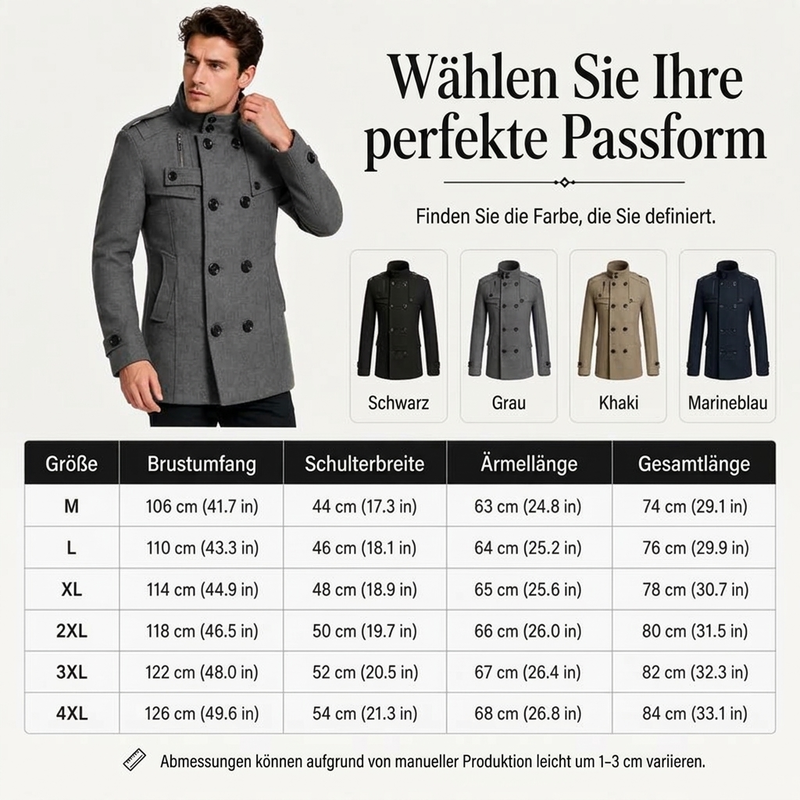 🙌 70% Wiederkaufquote – Qualität überzeugt! Zweireihiger Trenchcoat für Herren, Slim Fit