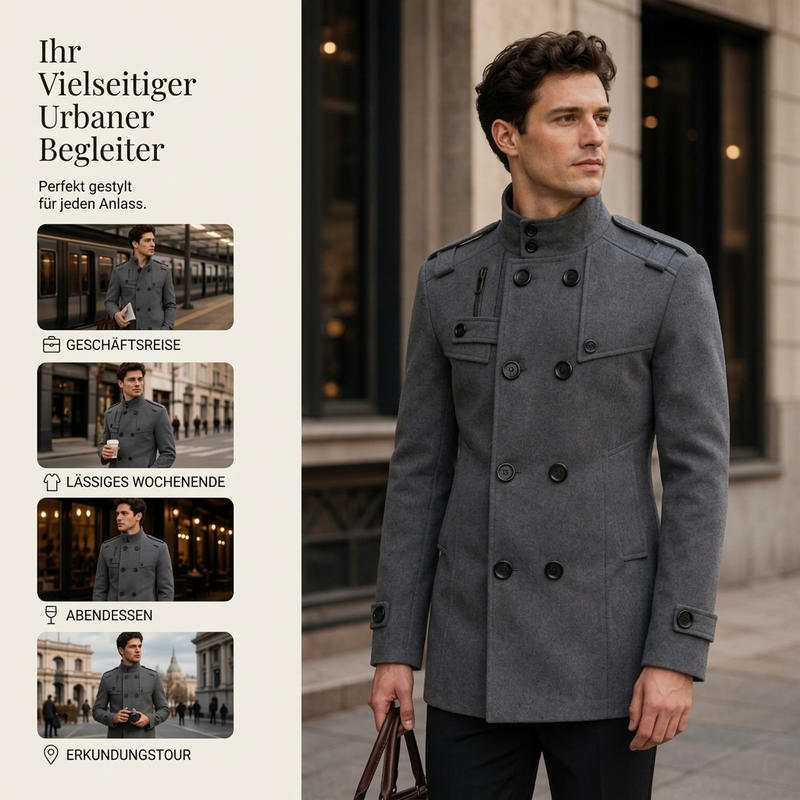 🙌 70% Wiederkaufquote – Qualität überzeugt! Zweireihiger Trenchcoat für Herren, Slim Fit