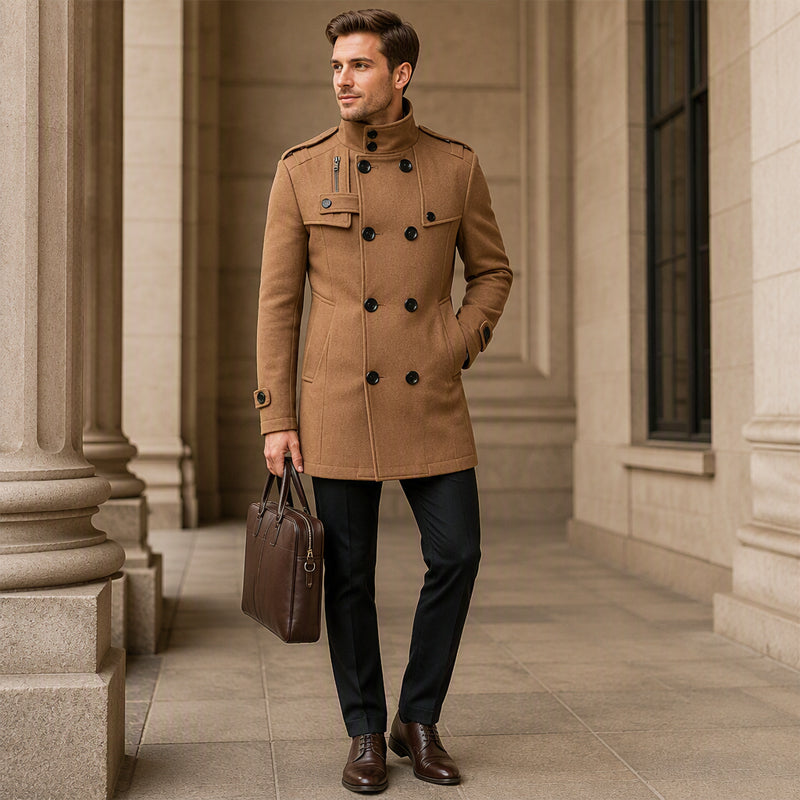 🙌 70% Wiederkaufquote – Qualität überzeugt! Zweireihiger Trenchcoat für Herren, Slim Fit