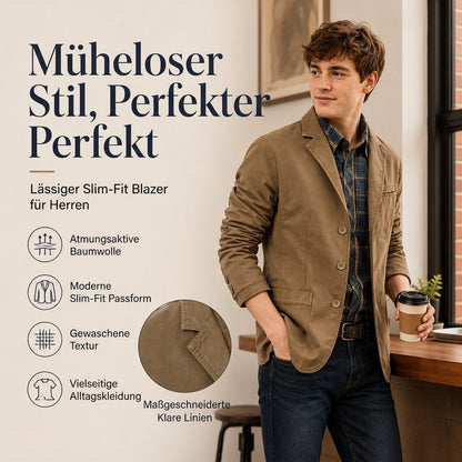 🔥Beliebtes Produkt ！✨Herren-Slim-Fit-Jacke mit Kerbkragen