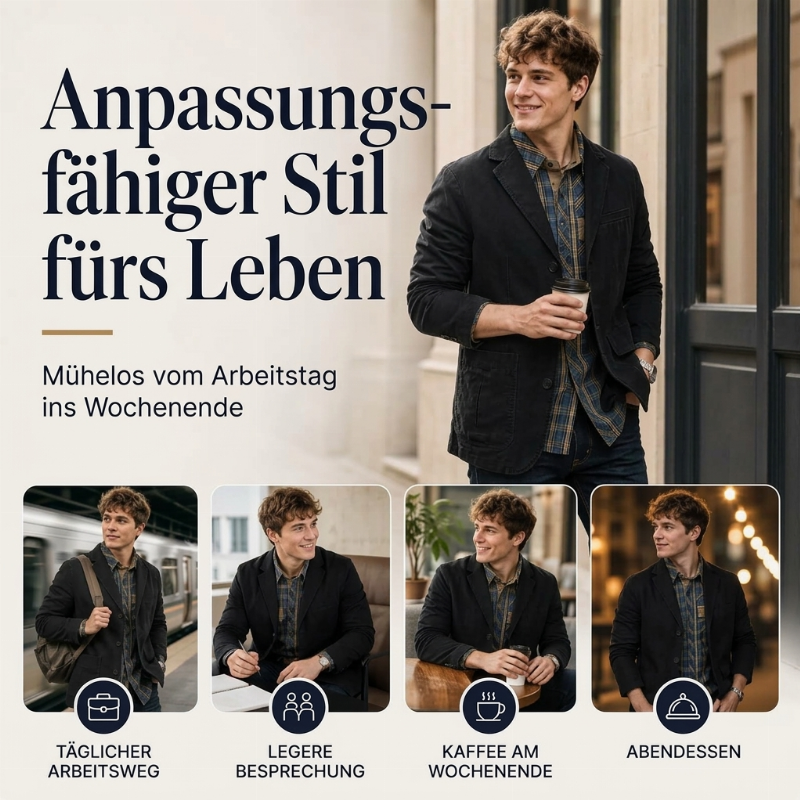 🔥Beliebtes Produkt ！✨Herren-Slim-Fit-Jacke mit Kerbkragen