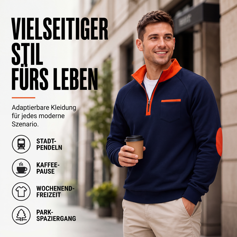 🔥Beliebtes Produkt ！✨Warmes Herren-Casual-Sweatshirt mit Viertelreißverschluss