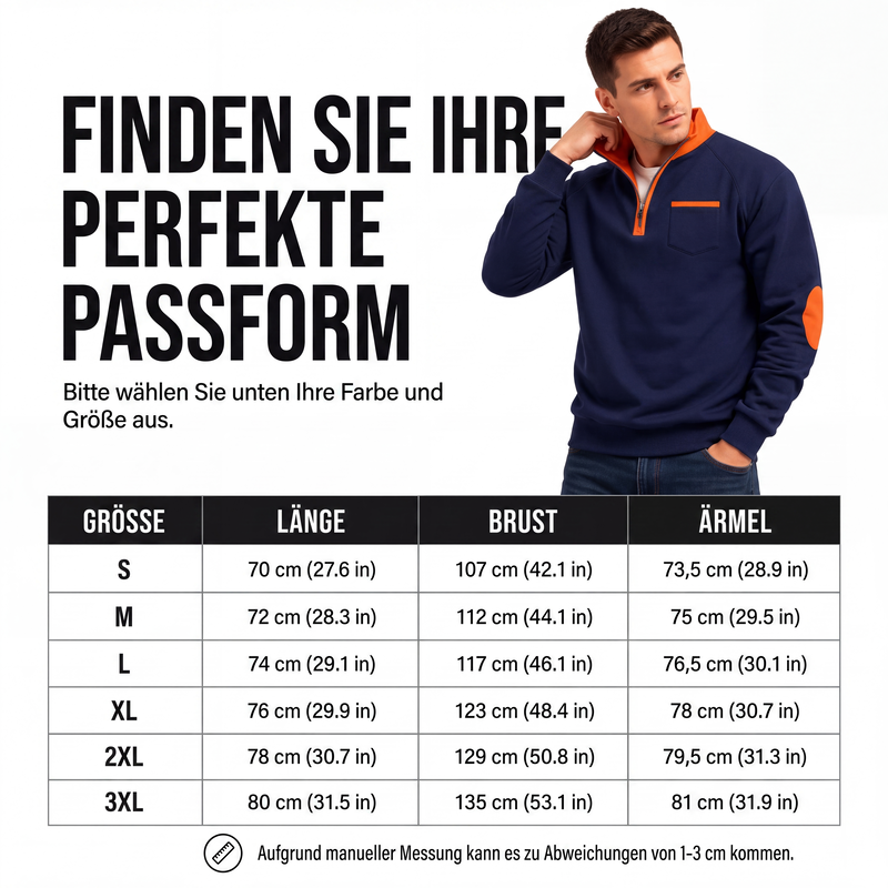 🔥Beliebtes Produkt ！✨Warmes Herren-Casual-Sweatshirt mit Viertelreißverschluss