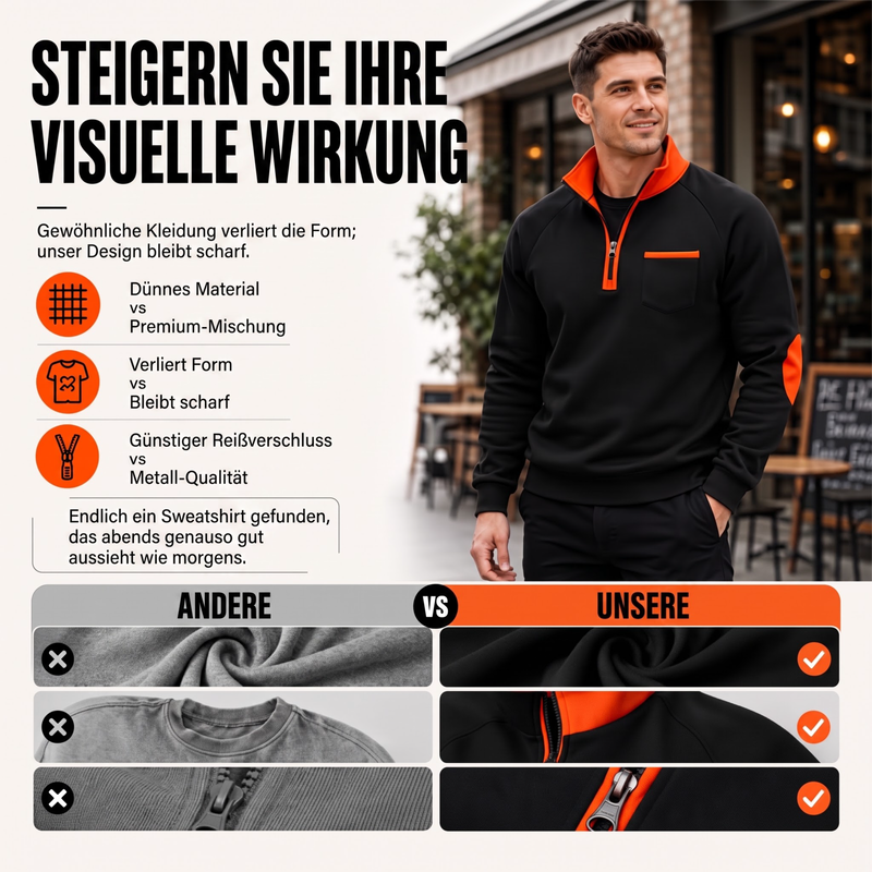 🔥Beliebtes Produkt ！✨Warmes Herren-Casual-Sweatshirt mit Viertelreißverschluss