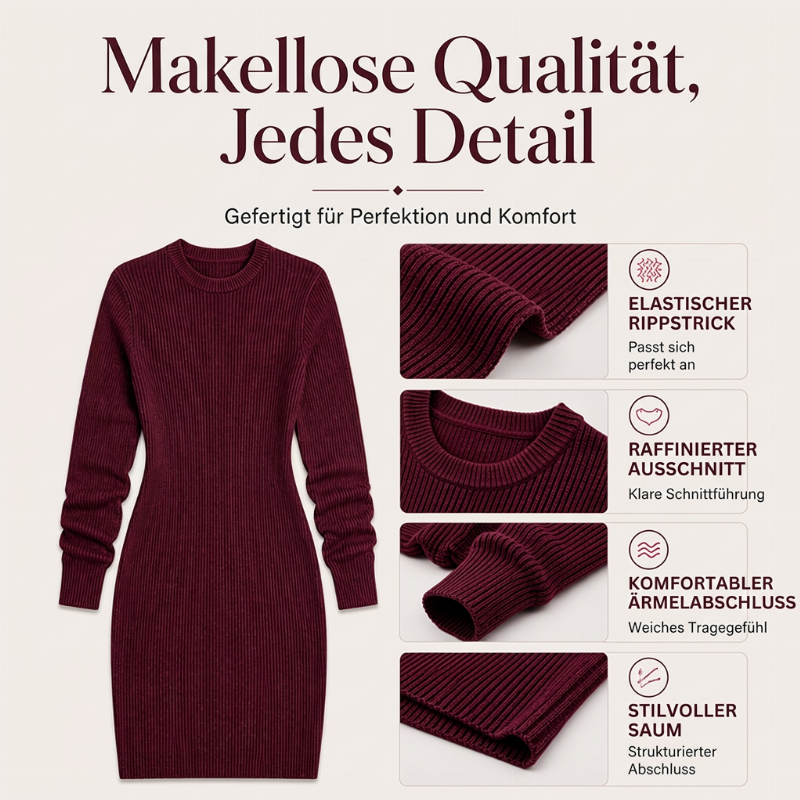 🏆 Verkaufsschlager – jetzt halber Preis! Geripptes Bodycon-Kleid mit Rundhalsausschnitt für Damen