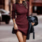 🏆 Verkaufsschlager – jetzt halber Preis! Geripptes Bodycon-Kleid mit Rundhalsausschnitt für Damen