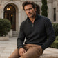 Herren-Casual-Sweatshirt mit Jacquard-Muster und halbem Reißverschluss