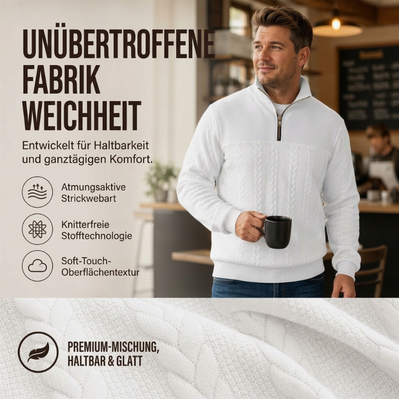 Herren-Casual-Sweatshirt mit Jacquard-Muster und halbem Reißverschluss