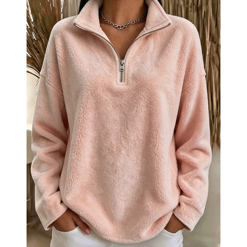 Bequemes, gemütliches Quarter-Zip-Sweatshirt für Damen