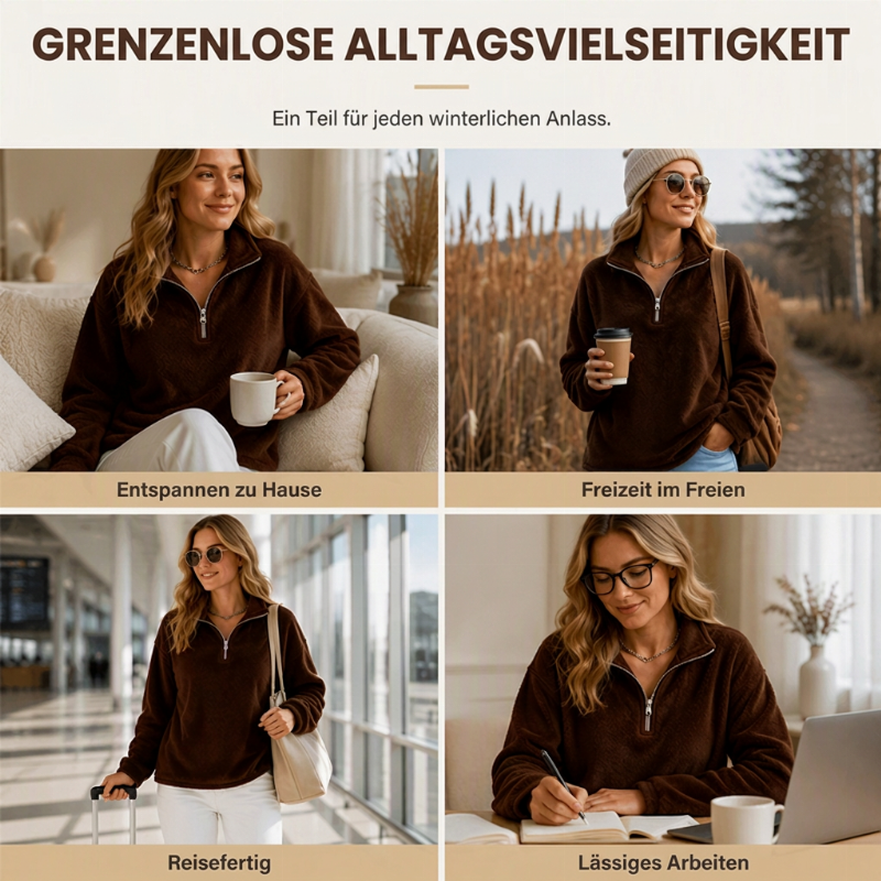 Bequemes, gemütliches Quarter-Zip-Sweatshirt für Damen