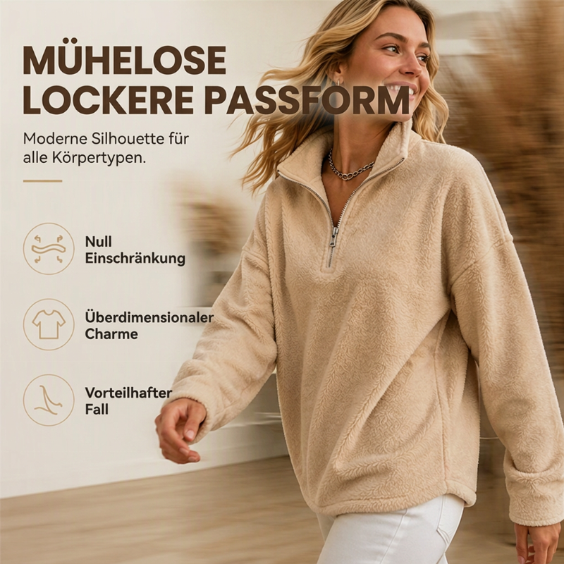 Bequemes, gemütliches Quarter-Zip-Sweatshirt für Damen