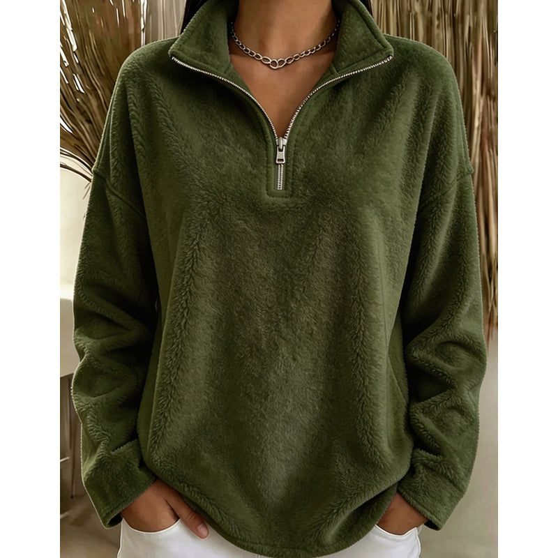 Bequemes, gemütliches Quarter-Zip-Sweatshirt für Damen