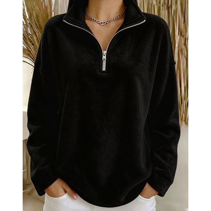 Bequemes, gemütliches Quarter-Zip-Sweatshirt für Damen