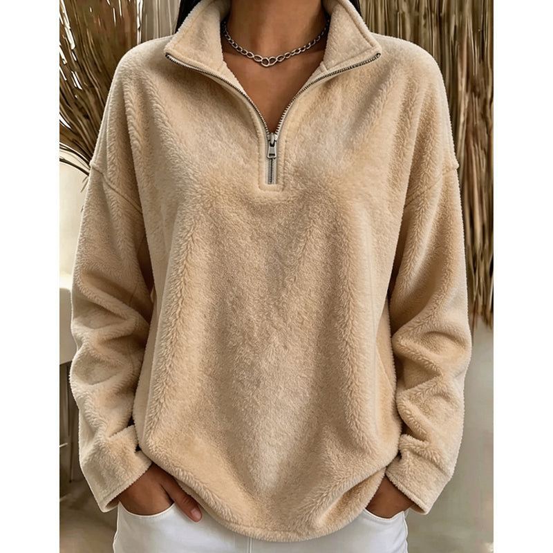 Bequemes, gemütliches Quarter-Zip-Sweatshirt für Damen