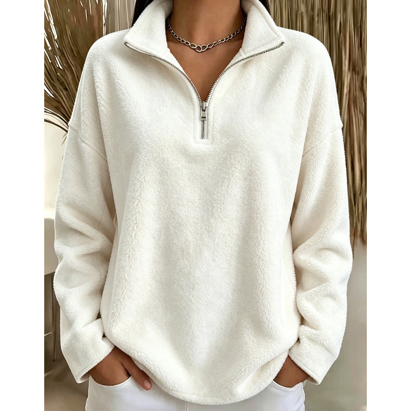 Bequemes, gemütliches Quarter-Zip-Sweatshirt für Damen