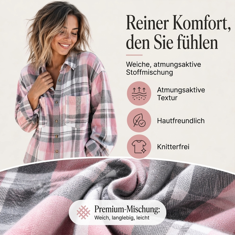 📢🎉50%Rabatt!!!🛍️✨Kariertes mittellanges Hemdjacke für Damen