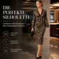 🔥Beliebtes Produkt ！✨Damen Midikleid mit Spitze, Leopardenmuster, V-Ausschnitt und Laternenärmeln