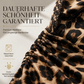 🔥Beliebtes Produkt ！✨Damen Midikleid mit Spitze, Leopardenmuster, V-Ausschnitt und Laternenärmeln