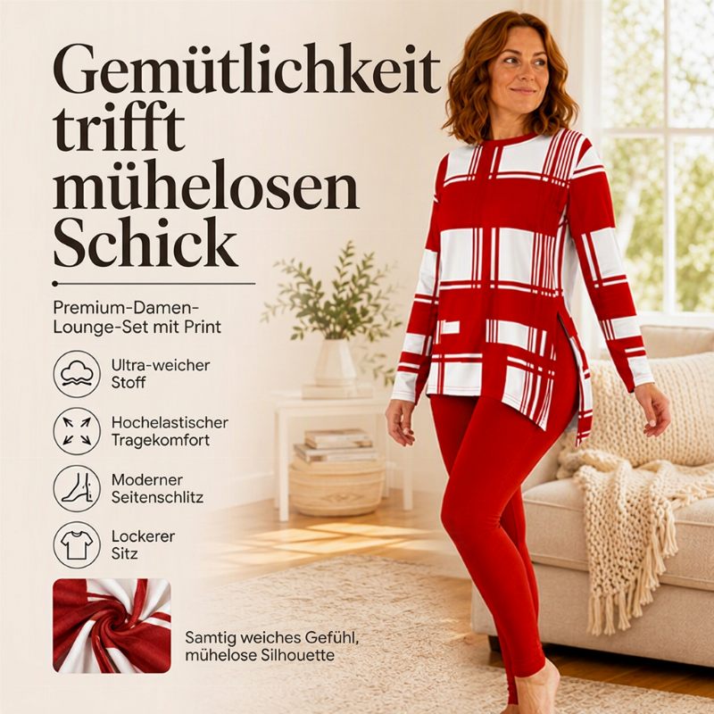 ⌛ Nur solange Vorrat reicht – danach regulärer Preis! Bedrucktes Damen-Langarmshirt mit Leggings, Set