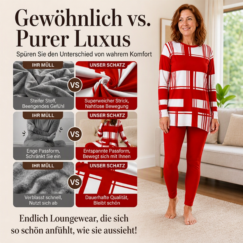 ⌛ Nur solange Vorrat reicht – danach regulärer Preis! Bedrucktes Damen-Langarmshirt mit Leggings, Set