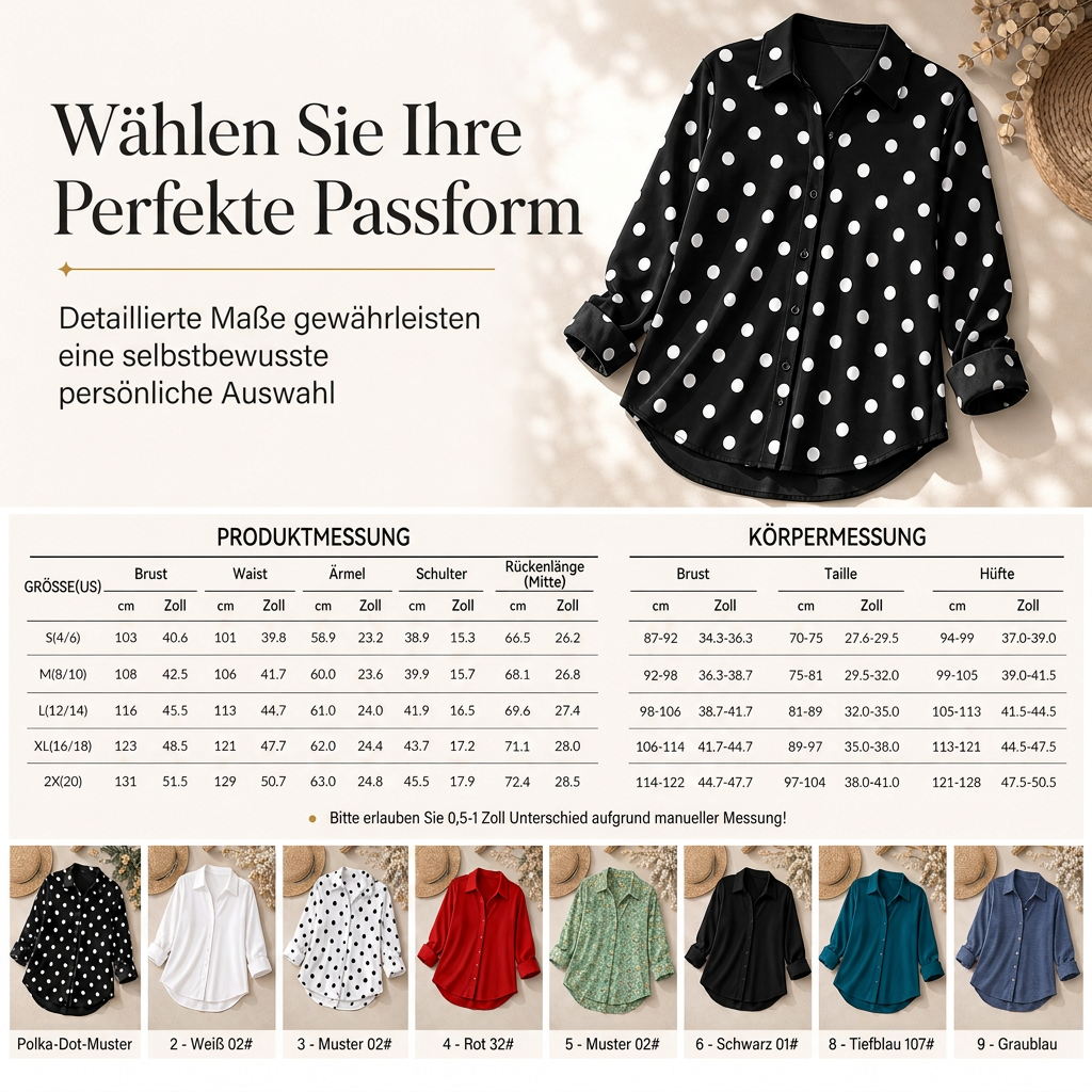 ⌛ Nur solange Vorrat reicht – danach regulärer Preis! Damen Elegante Freizeitbluse mit Langarm und Knopfleiste