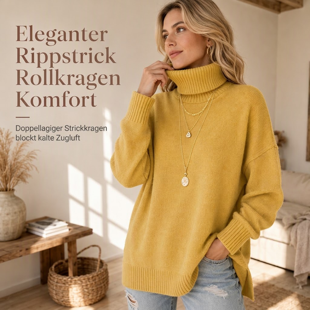 🧶 Damen Grobstrick-Pullover mit Rollkragen – Weich, locker & immer passend – Jetzt 50% Rabatt!