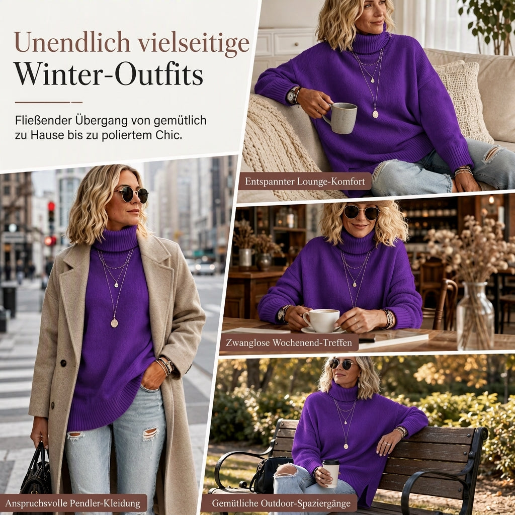 🧶 Damen Grobstrick-Pullover mit Rollkragen – Weich, locker & immer passend – Jetzt 50% Rabatt!