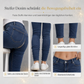 📢📢50%Rabatt!!!🎉✨Damen hellblaue, perlenverzierte Skinny-Jeans mit schmaler Passform, roh ausgefranstem Bund und distressed-Rissen an den Saumbündchen am Knöchel