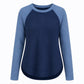 Damen Western Ranch-Stil Raglan-Langarm Strickoberteil mit strukturiertem Waffelstrickstoff und gebogener Saumkante